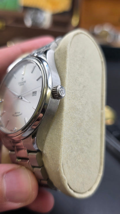 Tudor 12700 Silver Diamond Dial Mens Watch