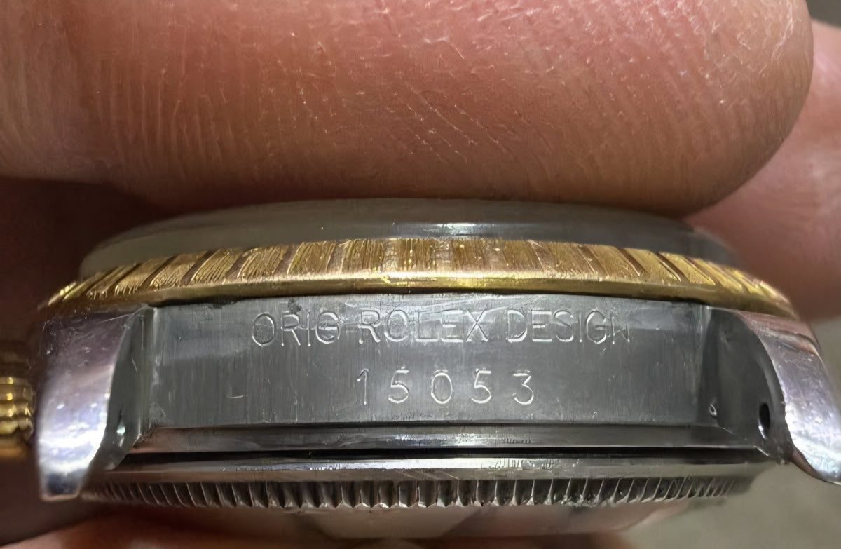 Vintage Rolex Oyster Perpetual Date 18k Gold 15053 Automatic 34mm Mens Watch