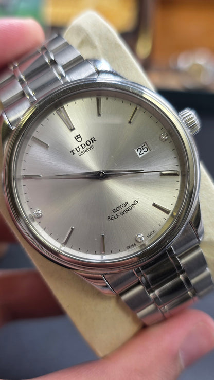Tudor 12700 Silver Diamond Dial Mens Watch