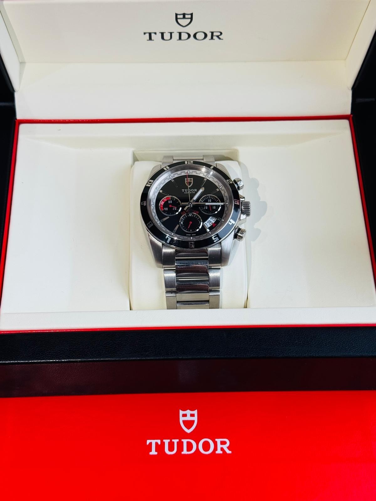 Tudor Grantour Chronograph Flyback 20530N Watch + Box - Excellent Condition
