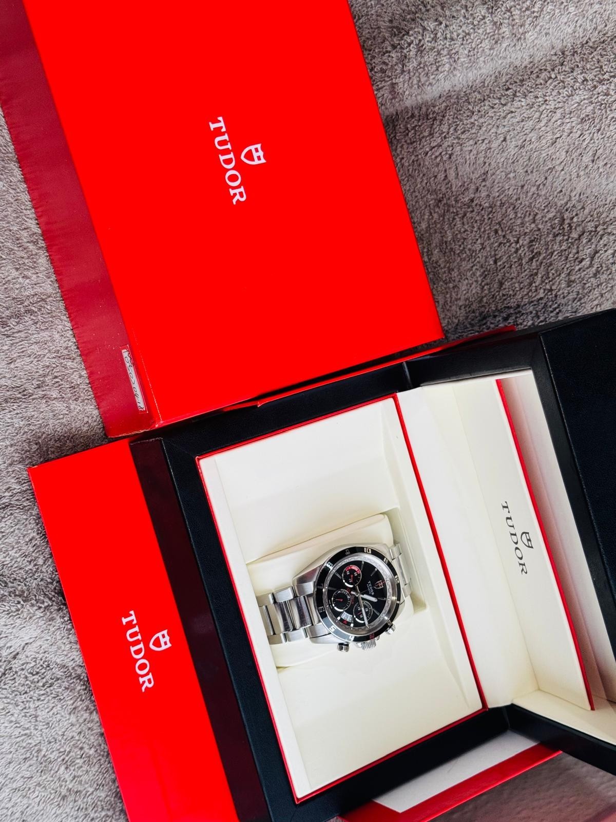 Tudor Grantour Chronograph Flyback 20530N Watch + Box - Excellent Condition