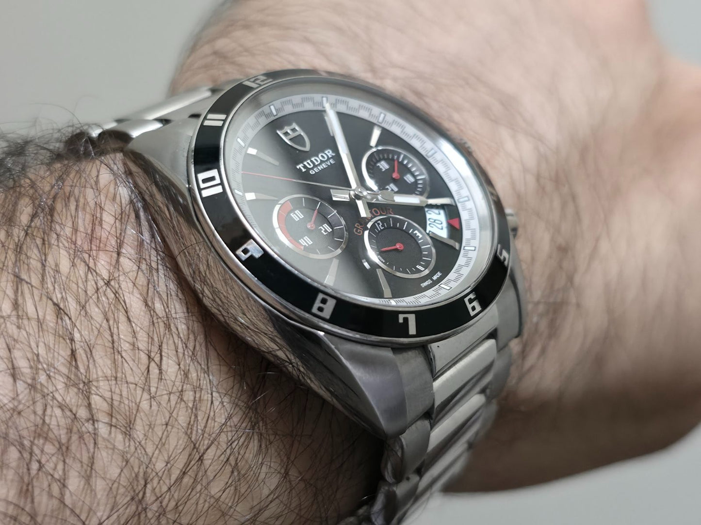 Tudor Grantour Chronograph Flyback 20530N Watch + Box - Excellent Condition