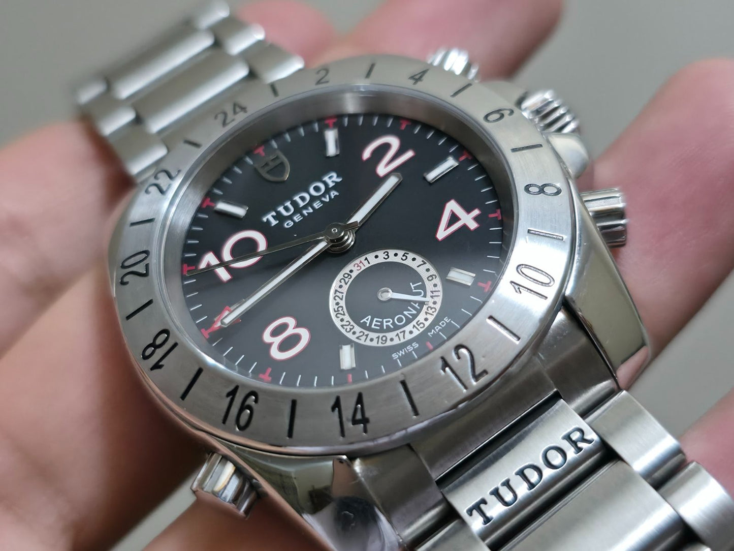 Tudor Aeronaut GMT 20200 Black Dial Men's Watch + Box - Excellent Condition