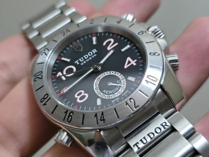 Tudor Aeronaut GMT 20200 Black Dial Men's Watch + Box - Excellent Condition