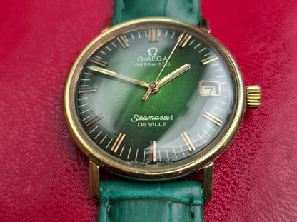 Vintage Omega Seamaster Deville Stunning 18k Gold Bezel Automatic Watch + Box
