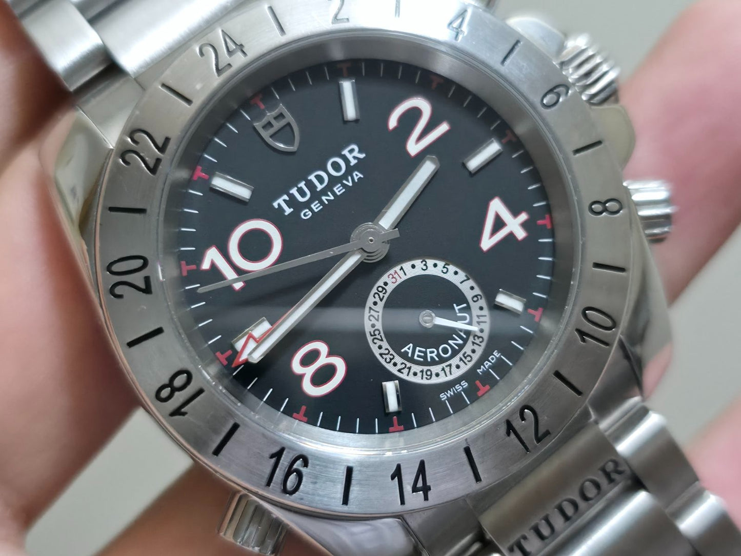 Tudor Aeronaut GMT 20200 Black Dial Men's Watch + Box - Excellent Condition