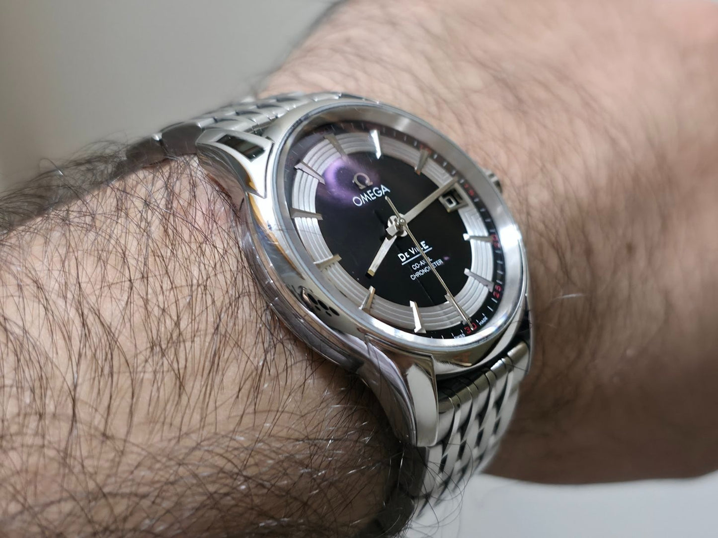 Omega De Ville Hour Vision Men's Watch Black Dial + Box - Excellent Condition