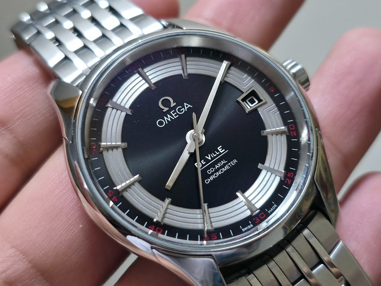 Omega De Ville Hour Vision Men's Watch Black Dial + Box - Excellent Condition