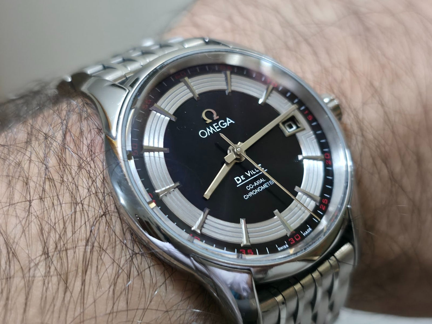 Omega De Ville Hour Vision Men's Watch Black Dial + Box - Excellent Condition