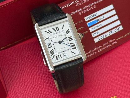 Cartier Tank Solo XL Men's Watch Full Set W5200027 - Excellent Condition