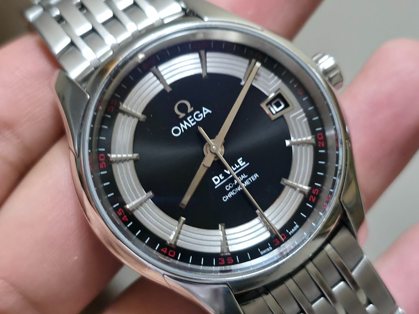 Omega De Ville Hour Vision Men's Watch Black Dial + Box - Excellent Condition