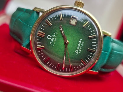 Vintage Omega Seamaster Deville Stunning 18k Gold Bezel Automatic Watch + Box