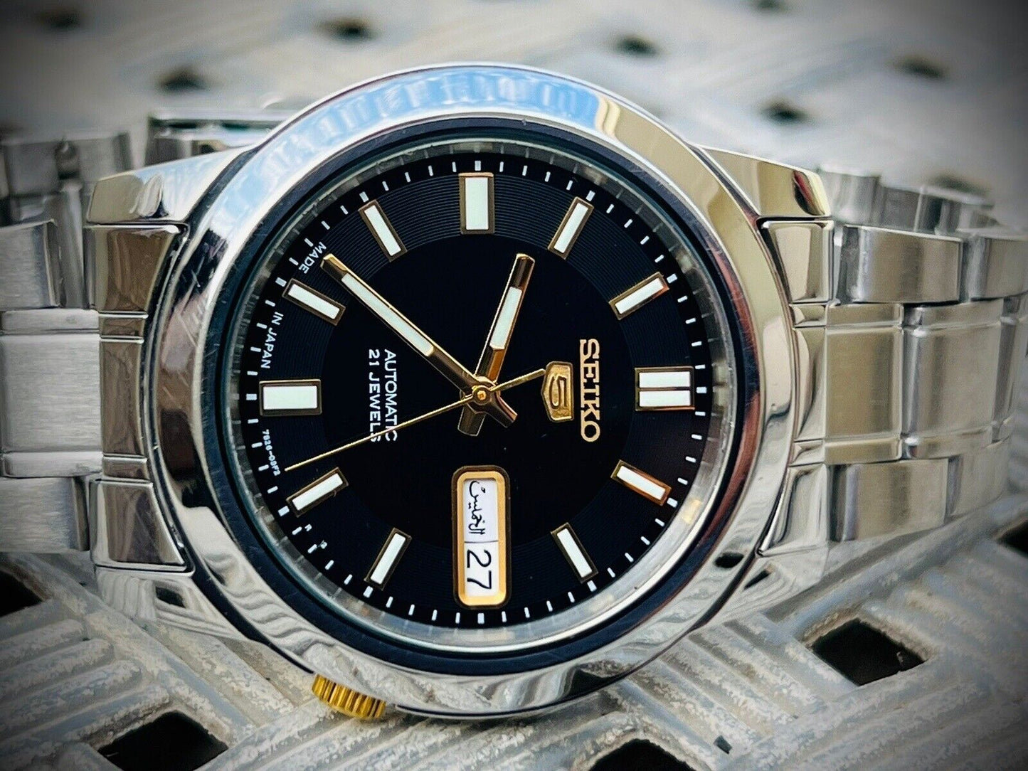 Seiko 5 Automatic 21 Jewels 2/Tone Rare Dial Ref:7S26-02W0, Japan 38mm - Grab A Watch Co