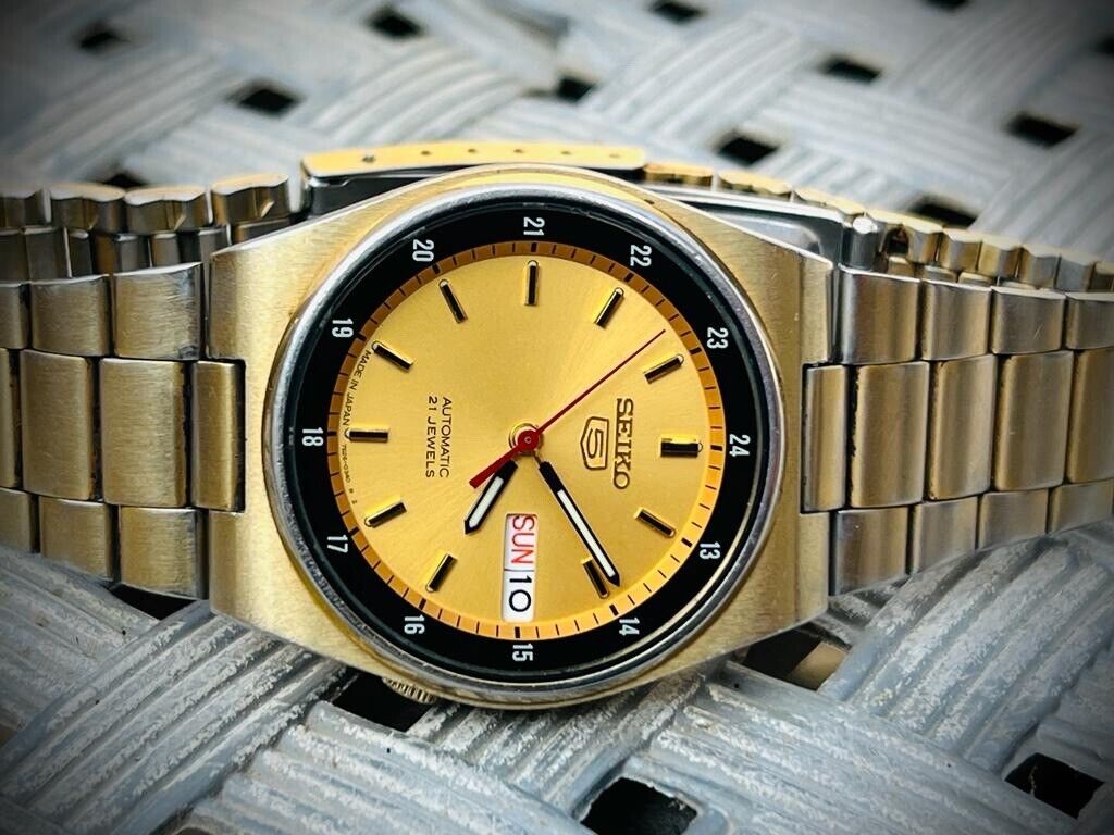 Seiko 5 Automatic 21 Jewels All Gold, 7S26 0530, 36mm Gents Watch - Grab A Watch Co