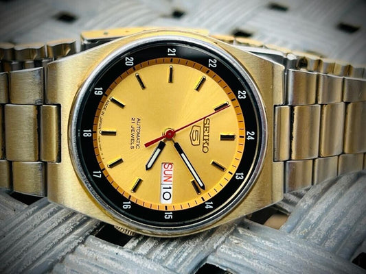Seiko 5 Automatic 21 Jewels All Gold, 7S26 0530, 36mm Gents Watch - Grab A Watch Co
