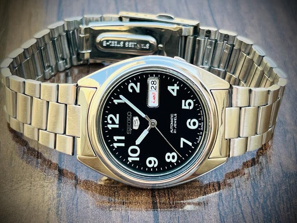 Seiko 5 Automatic 21 Jewels Black Dial, 7S26-00X0 36mm Men’s Watch - Grab A Watch Co