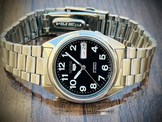 Seiko 5 Automatic 21 Jewels Black Dial, 7S26-00X0 36mm Men’s Watch - Grab A Watch Co