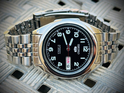 Seiko 5 Automatic 21 Jewels Black Dial Ref:7S26-00x0, Japan 36mm - Grab A Watch Co