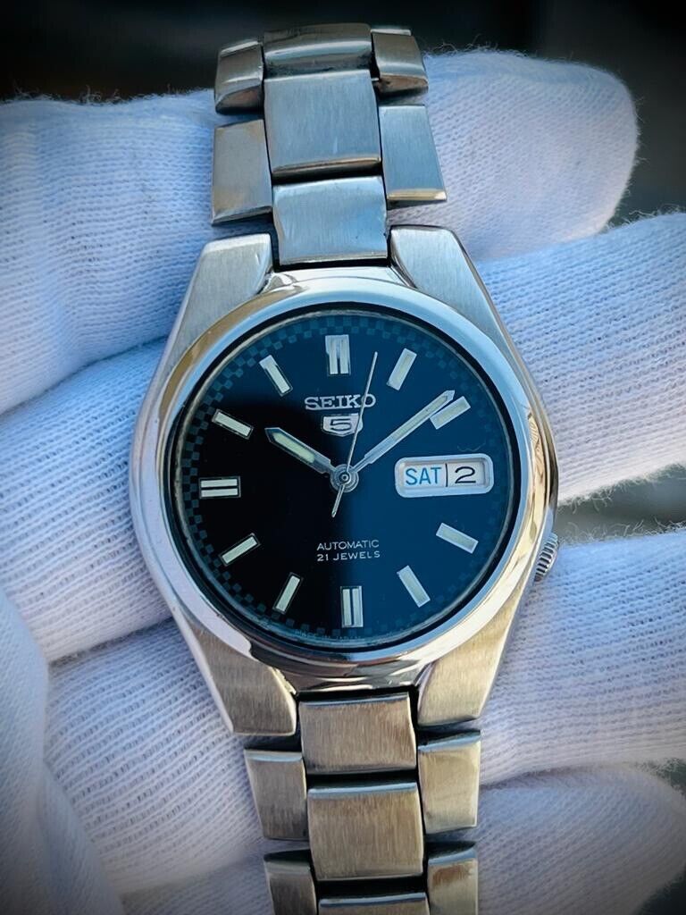 Seiko 5 Automatic 21 Jewels Black Dial Ref:7S26-02F0, Japan 37mm - Grab A Watch Co