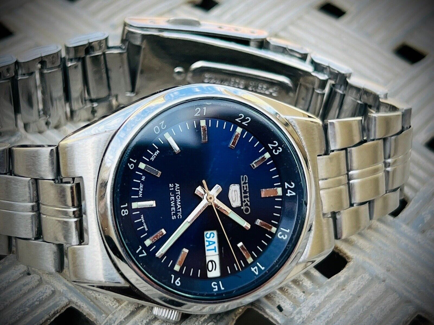 Seiko 5 Automatic 21 Jewels Blue Dial Ref:7S26-02C0, Japan 36mm - Grab A Watch Co