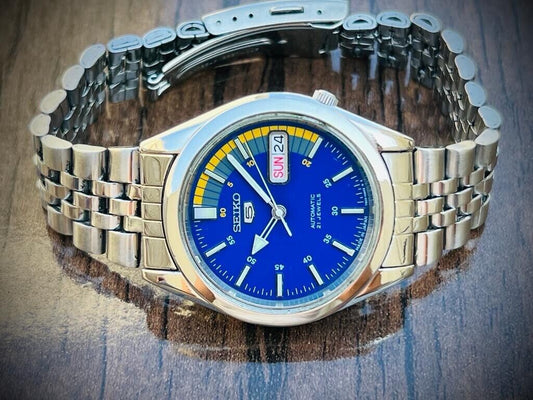 Seiko 5 Automatic 21 Jewels Blue Racer Dial, 7S26-00X0 37mm Men’s Watch - Grab A Watch Co