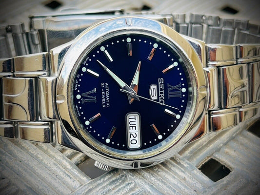 Seiko 5 Automatic 21 Jewels Dark Blue Dial Ref:7S26-01Z0, Japan 36mm - Grab A Watch Co