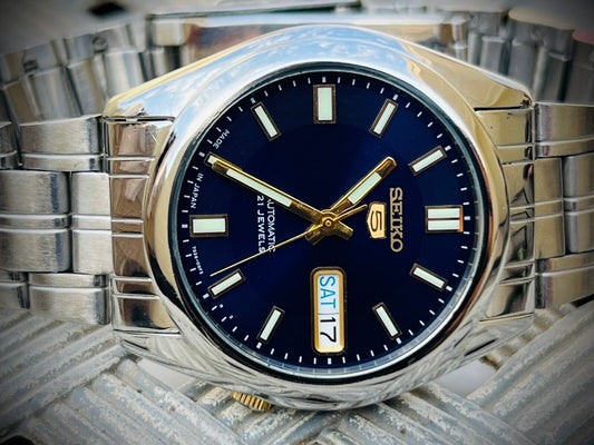 Seiko 5 Automatic 21 Jewels Dark Blue Dial Ref:7S26-03B0, Japan 36mm - Grab A Watch Co