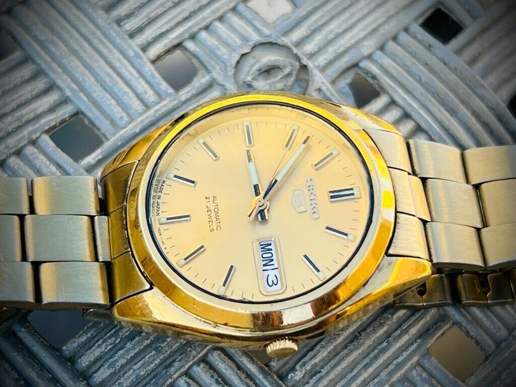 Seiko 5 Automatic 21 Jewels Gold, 7S26 0060, 38mm Gents Watch