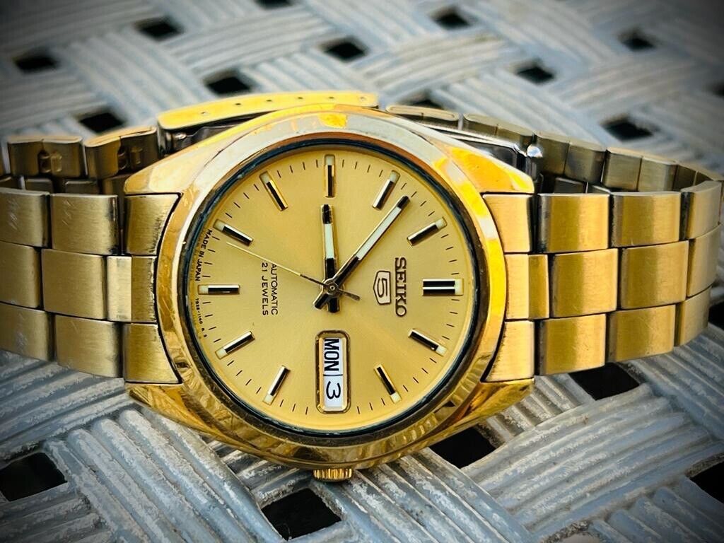 Seiko 5 Automatic 21 Jewels Gold, 7S26 0060, 38mm Gents Watch