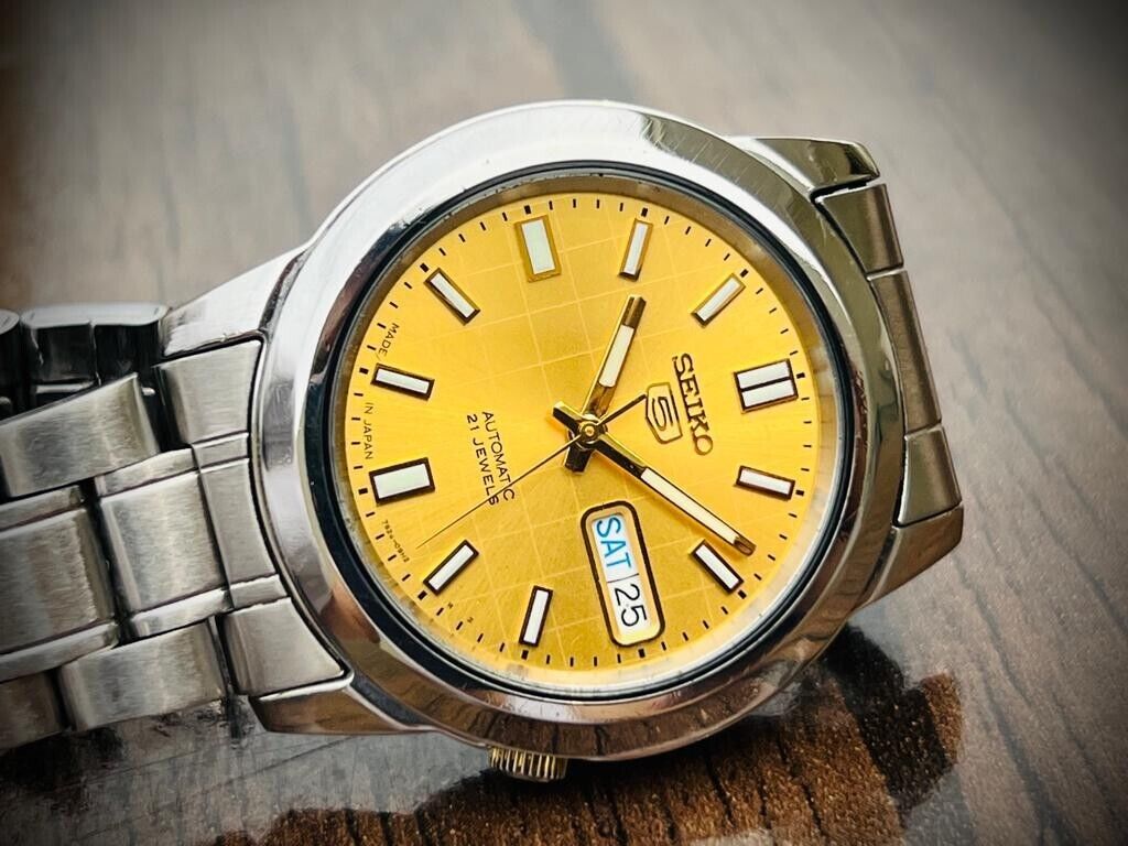 Seiko 5 Automatic 21 Jewels Gold Dial, 7S26-02W0 39mm Men’s Watch - Grab A Watch Co