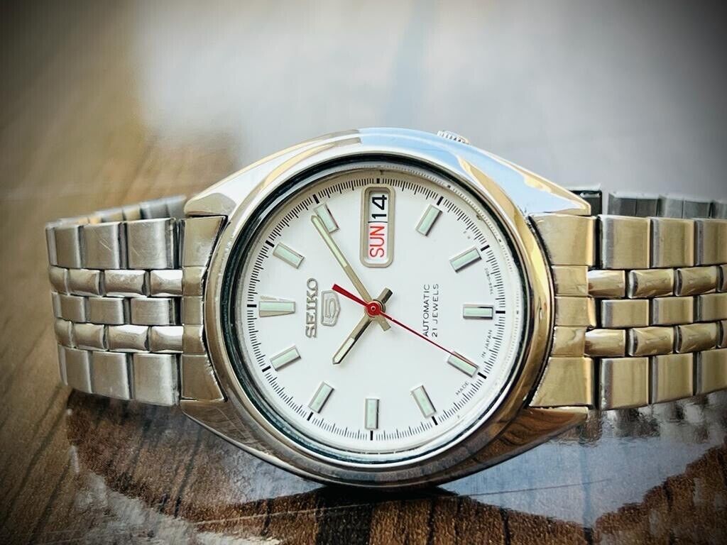 Seiko 5 Automatic 21 Jewels White Dial, 7S26 01V0 Mens Watch 38mm - Grab A Watch Co