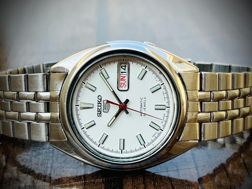 Seiko 5 Automatic 21 Jewels White Dial, 7S26 01V0 Mens Watch 38mm – Grab A  Watch