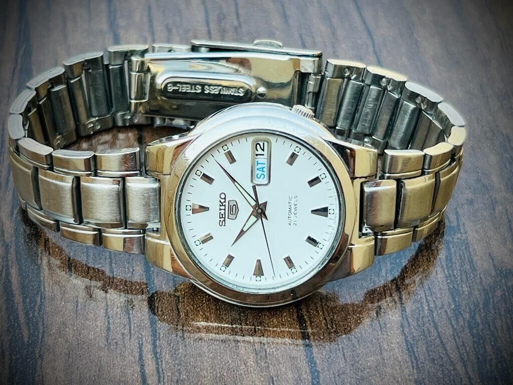 Seiko 5 Automatic 21 Jewels White Dial, 7S26-02R0 36mm Men’s Watch