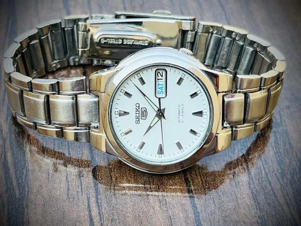 Seiko 5 Automatic 21 Jewels White Dial, 7S26-02R0 36mm Men’s Watch