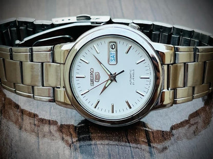 Seiko 5 Automatic 21 Jewels White Dial, 7S26 Men’s Watch 36mm