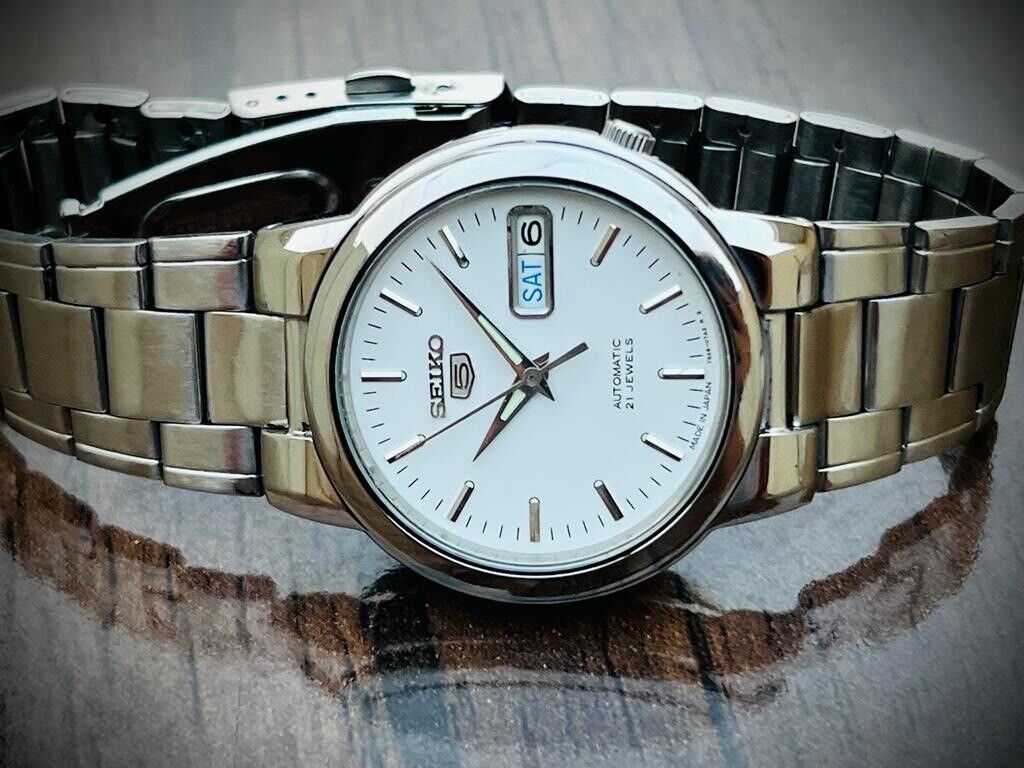 Seiko 5 Automatic 21 Jewels White Dial, 7S26 Men’s Watch 36mm