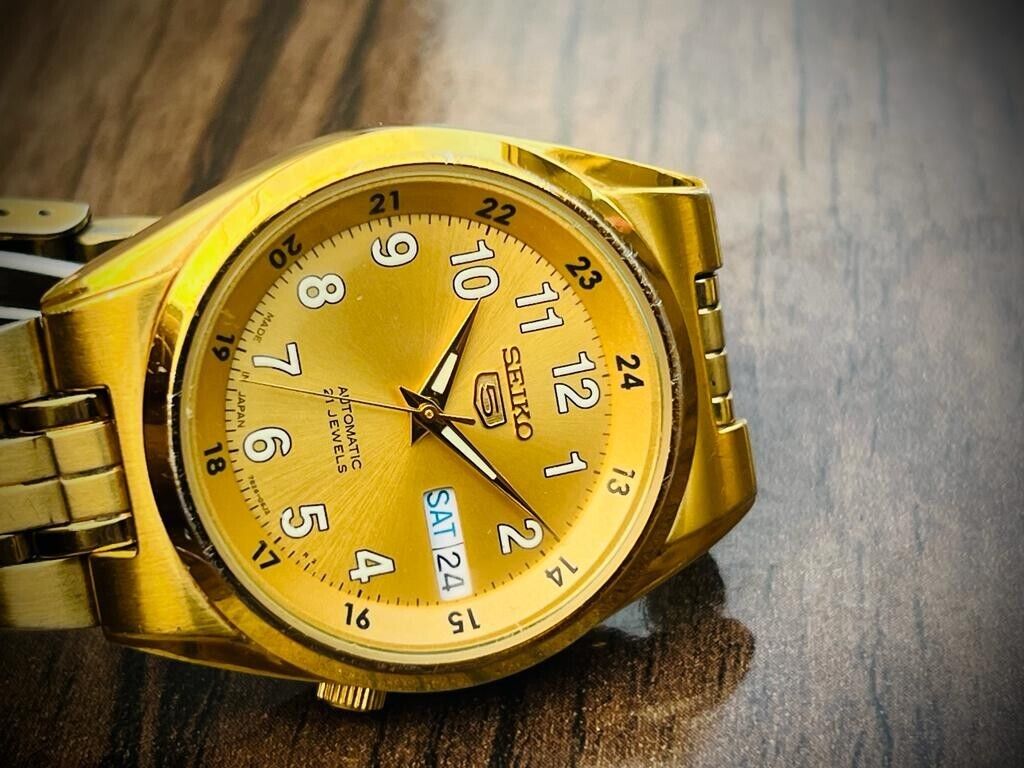 Seiko 5 Automatic All Gold Plated 21 Jewels 36mm 7s26-02c0 Japan Made