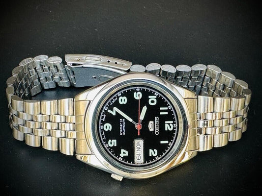 Seiko 5 Automatic Black Dial 21 Jewels 38mm Ref:7s26/00x0 Made In Japan