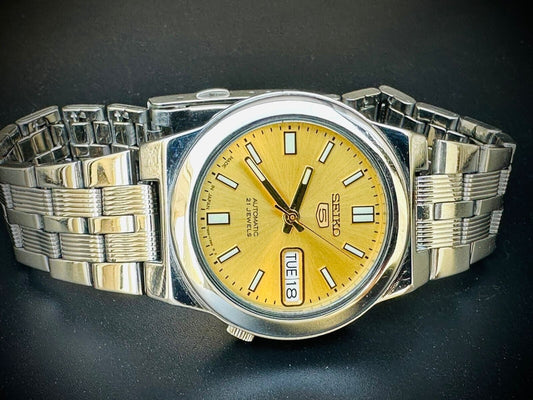 Seiko 5 Automatic Gold Dial 21 Jewels 36mm 7s26 01R0 Japan Made