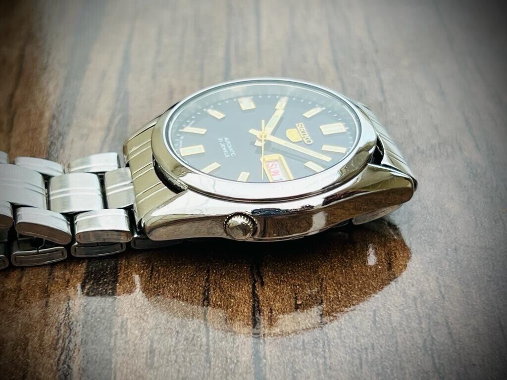 Seiko 5 Automatic New Model 21 Jewels Black Dial, 7S26 03B0, 37mm Gents Watch - Grab A Watch Co