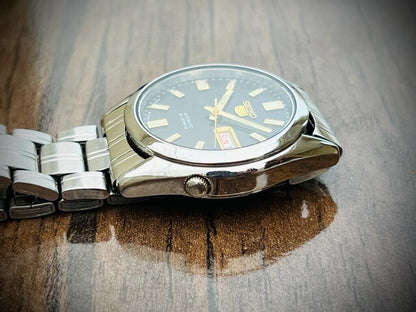 Seiko 5 Automatic New Model 21 Jewels Black Dial, 7S26 03B0, 37mm Gents Watch - Grab A Watch Co