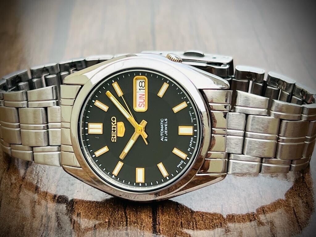 Seiko 5 Automatic New Model 21 Jewels Black Dial, 7S26 03B0, 37mm Gents Watch - Grab A Watch Co