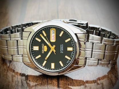 Seiko 5 Automatic New Model 21 Jewels Black Dial, 7S26 03B0, 37mm Gents Watch - Grab A Watch Co