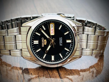 Seiko 5 Automatic New Model 21 Jewels Black Dial, 7S26 03B0, 37mm Gents Watch - Grab A Watch Co