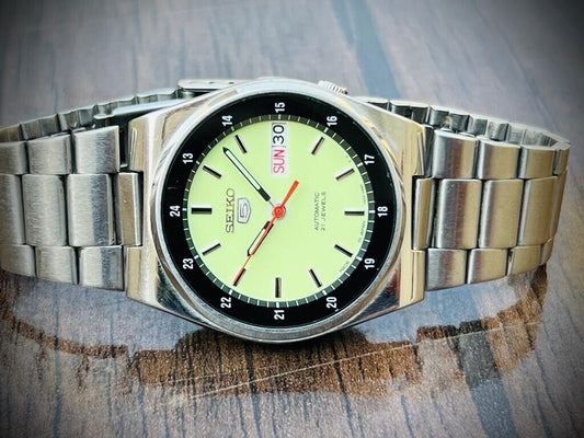 Seiko 5 Automatic Railway Radium Dial 21 Jewels 7S26 0530, 36mm Gents Watch - Grab A Watch Co