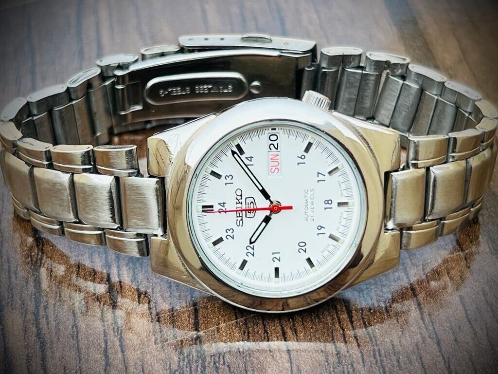 Seiko 5 Automatic White Dial 21 Jewels 35mm 7s26 02v0 Japan Made Gents Watch - Grab A Watch Co