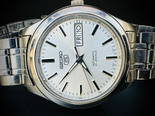 Seiko 5 Automatic White Dial 21 Jewels 38mm 7s26 03w0 Japan Made