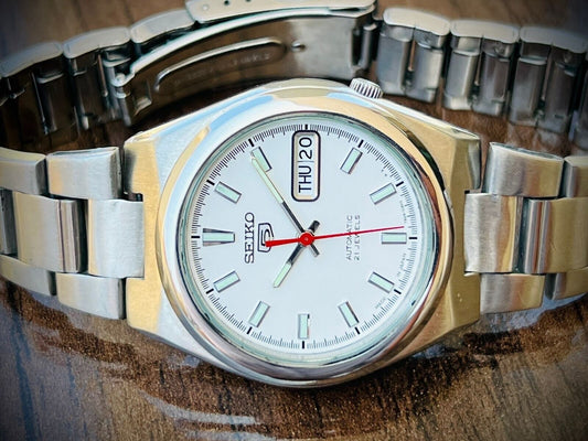 Seiko 5 Automatic White Dial 21 Jewels 7S26-02S0 36mm Men’s Watch, Japan Made
