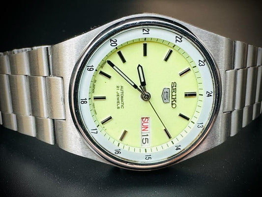 Seiko 5 Green Radium Dial 21 Jewels Automatic 36mm Ref:7s26/00x0 Made in Japan