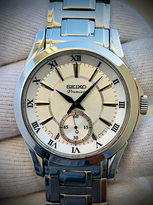 Seiko Premier Quartz Mens Watch, Japan 41mm 6G28-00M0 Jumbo 2010 Year - Grab A Watch Co